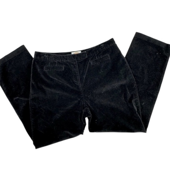 Talbots Black Pants Straight Leg High Waisted Velvet/Velour Stretch | Plus Sz 14 - Picture 1 of 12